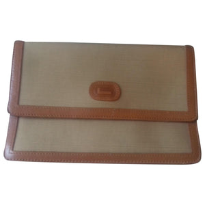 Lancel brown cloth clutch bag