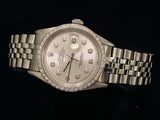 Pre Owned Mens Rolex Stainless Steel Datejust Silver Diamond 1603