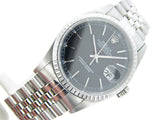 Pre Owned Mens Rolex Stainless Steel Datejust with a Black Dial 16220