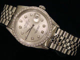 Pre Owned Mens Rolex Stainless Steel Datejust Silver Diamond 1603