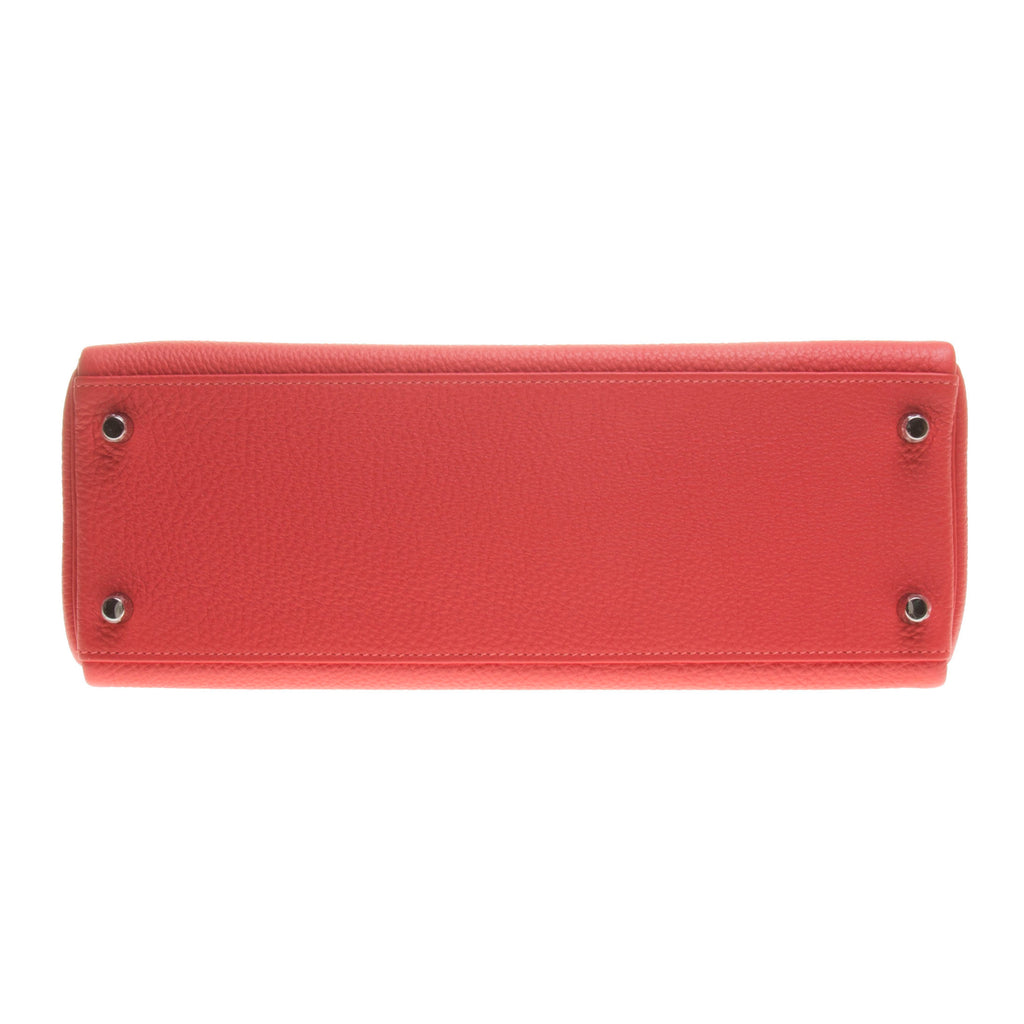 Hermes Rouge Pivoine Clemence Leather Kelly 32cm (R Stamp)