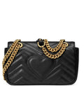 GG Marmont Mini Matelassé Black Leather Shoulder Bag back