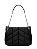 Loulou Puffer Medium Black Quilted Shoulder Bag