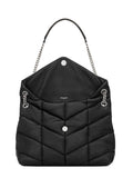 Loulou Puffer Medium Black Quilted Shoulder Bag