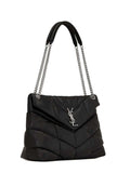 Loulou Puffer Medium Black Quilted Shoulder Bag