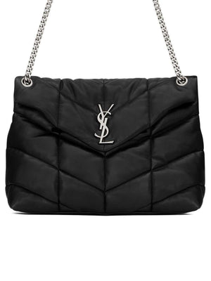 Loulou Puffer Medium Black Quilted Shoulder Bag