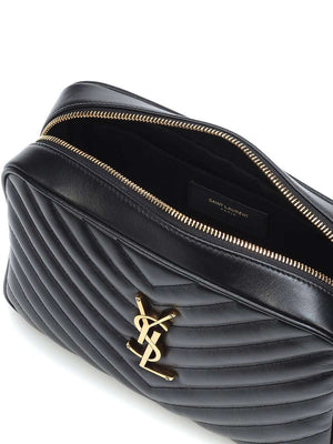 Lou Camera Bag in Quilted Leather Bronze Hardware open