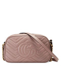 GG Marmont Small Matelassé Zipped Dusty Pink Shoulder Bag