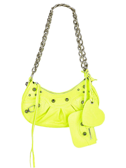 Le Cagole XS Shoulder Bag With Chain Metallized In Yellow