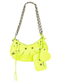 Le Cagole XS Shoulder Bag With Chain Metallized In Yellow