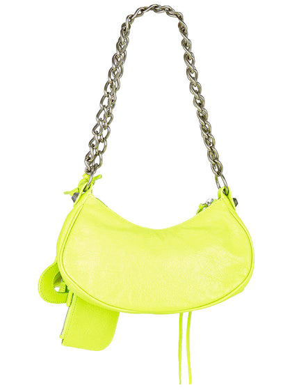 Le Cagole XS Shoulder Bag With Chain Metallized In Yellow
