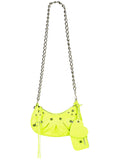 Le Cagole XS Shoulder Bag With Chain Metallized In Yellow