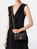 Quilted Leather Mini Lola Bag in Black