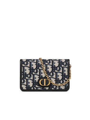 30 Montaigne Nano Pouch in Blue Dior Oblique Jacquard