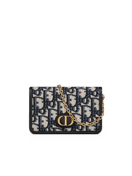 30 Montaigne Nano Pouch in Blue Dior Oblique Jacquard