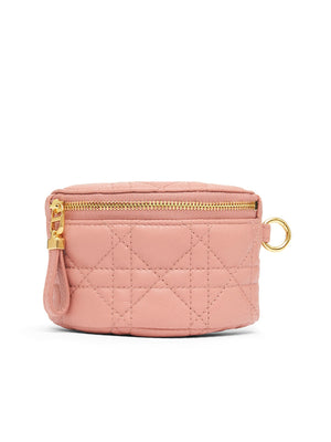 Detachable Dior Caro Half-Moon Coin Purse in Deep Nude