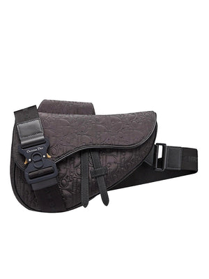 Nylon Padded Saddle Bag in Black