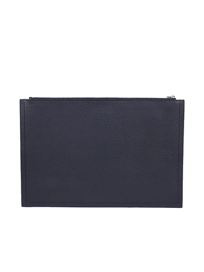 Large Pouch Antigona in Navy Grained Leather