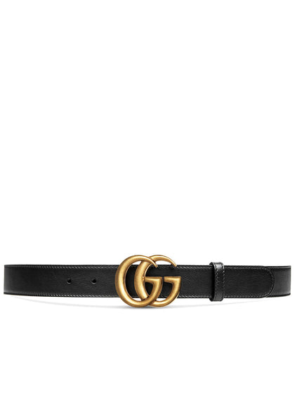 Leather Belt with Double G Buckle