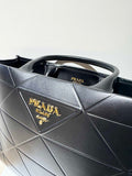 Large Leather Prada Symbole Bag with Topstitching in Black