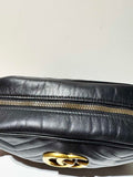 GG Marmont Small Matelassé Zipped Black Leather Shoulder Bag