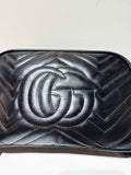 GG Marmont Small Matelassé Zipped Black Leather Shoulder Bag