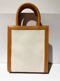 Mini Vertical Cabas Celine in Textile with Celine Print and Calfskin in Tan