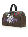 Hand Painted Toile Monogram Satchel