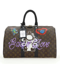 Hand Painted Toile Monogram Satchel