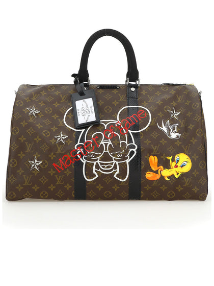 Hand Painted Toile Monogram Satchel