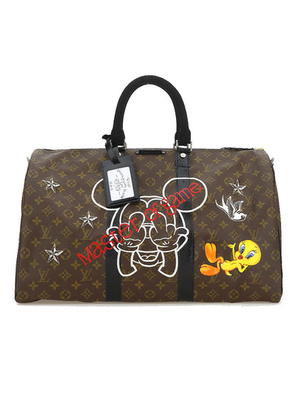 Hand Painted Speedy 50 Toile Monogram Satchel