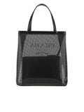Logo Print Sequin Tote Bag in Black