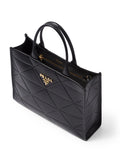 Large Leather Prada Symbole Bag with Topstitching in Black