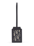 Leather Luggage Tag in Blue Oblique Jacquard