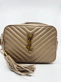Lou Camera Bag in Quilted Leather Beige