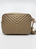 Lou Camera Bag in Quilted Leather Beige