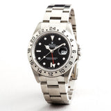 PRE OWNED MENS ROLEX STAINLESS STEEL EXPLORER II WITH A BLACK DIAL 16570