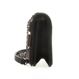 Chanel Black Velvet Calfskin Boy Brick Horizontal Chain Bag