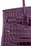 Amethyste Crocodile Niloticus Lisse Birkin 30