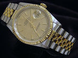 Pre Owned Mens Rolex Two-Tone Datejust with a Gold Linen Dial 16233