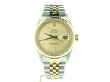 Pre Owned Mens Rolex Two-Tone Datejust with a Gold Tapestry Dial 16013