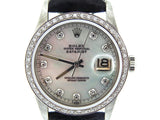 Pre Owned Mens Rolex Stainless Steel Datejust White MOP Diamond 16030