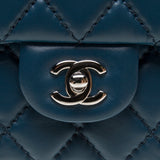 Chanel A94178 Teal Blue Lambskin Quilted Small Chain Bag