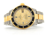 PRE OWNED MENS ROLEX TWO-TONE SUBMARINER DATE WITH A SERTI DIAL 16613T