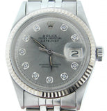 Pre Owned Mens Rolex Stainless Steel Datejust with a Silver Diamond Dial 1601