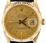 Pre Owned Mens Rolex Yellow Gold Datejust Diamond w/ a Gold Champagne Dial 16018