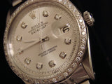 Pre Owned Mens Rolex Stainless Steel Datejust Silver Diamond 1603