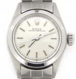 PRE OWNED LADIES ROLEX STAINLESS STEEL OYSTER PERPETUAL WITH A SILVER DIAL 6618