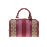 Gucci 269876 Beige/Ebony GG Fabric with Dark Red Leather Trim Handbag
