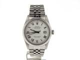 Pre Owned Mens Rolex Stainless Steel Datejust with a White Roman Dial 16030